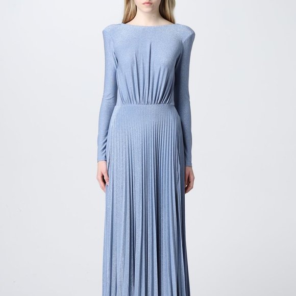 ELISABETTA FRANCHI LIGHT BLUE FLOWY MAXI / GOWN - Picture 1 of 3